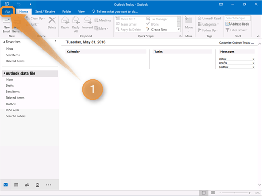 Outlook Email Configuration Step 1