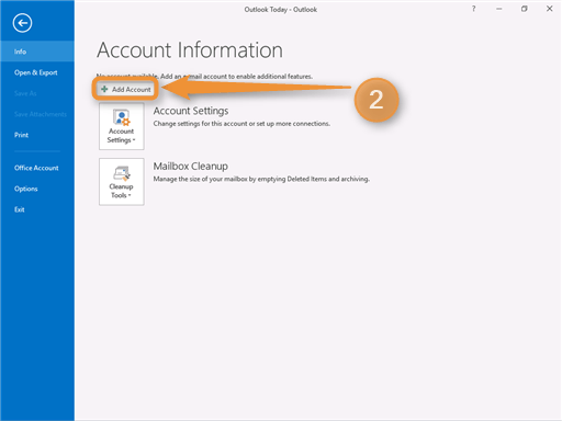 Outlook Email Configuration Step 2