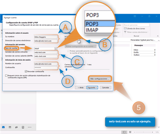 Configuración de Correo Outlook Paso 5 IMAP